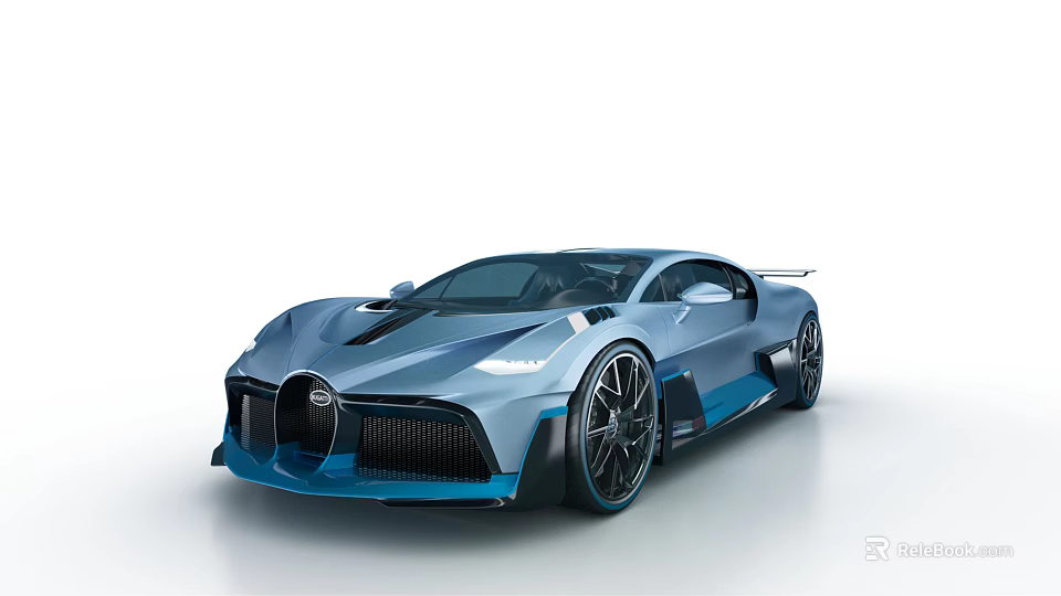 Blue Bugatti Sports Car With Sleek Aerodynamic Design And Black Wheels 3d model 