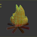 Burning Wooden Logs Bonfire With Bright Orange Flame And Warm Glow