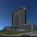 Modern Office Buildings Architectural Design Featuring Central Plaza Green Areas And Roads