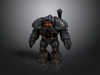 Detailed Bearded Warrior 3D Model With Heavy Metallic Armor And Back Axe 3d model