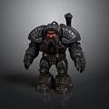 Detailed Bearded Warrior 3D Model With Heavy Metallic Armor And Back Axe