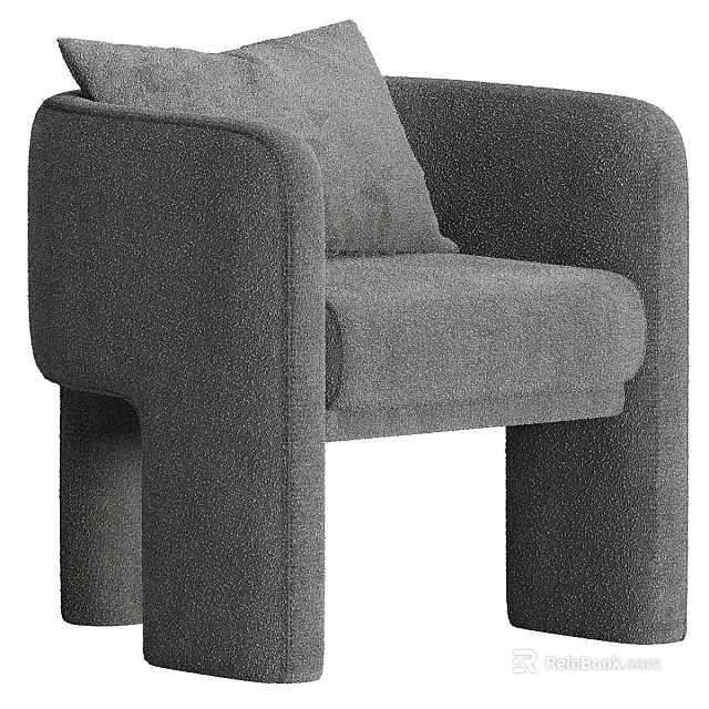 Modern Gray Armchair With Cozy Upholstered Fabric Seat And Stylish Armrest Design 3d model 