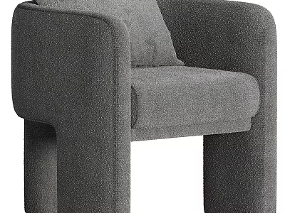 Modern Gray Armchair With Cozy Upholstered Fabric Seat And Stylish Armrest Design 3d model
