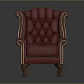 Classic Red Leather Wingback Chair With Tufted Buttons And Wooden Legs