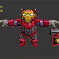 Red and Silver Armored Superhero Character With Open Arms And Red Box Containing Golden Sphere