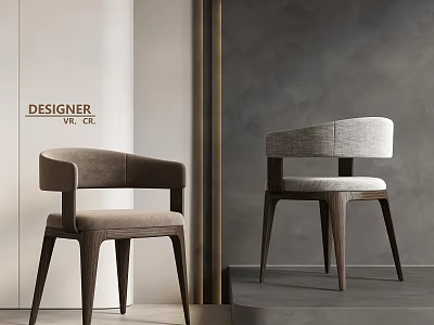 Modern Sleek Designer Dining Chairs With Upholstered Back And Wooden Legs 3d model