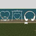 Heart Shaped Swing And Circular Design Outdoor Chairs In Scenic Lawn Lake View Setting