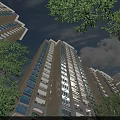 Modern Pergola Structure In High Rise Residential Complex With Greenery