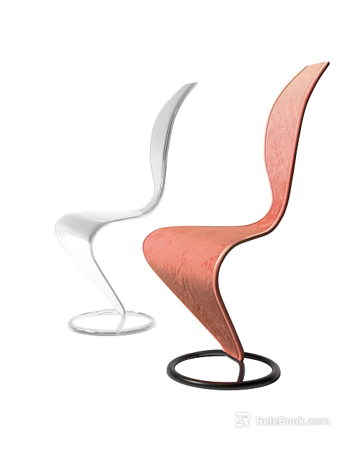 Modern Single Chair With Transparent And Pink Curved Design For Stylish Interior 3d model 
