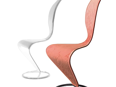 Modern Single Chair With Transparent And Pink Curved Design For Stylish Interior 3d model
