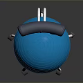 Blue Fitness Ball Chair with Black Backrest Metal Frame and Wheels