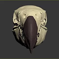 Detailed Animal Skull Featuring Cream And Purple Beak With Skeletal Structure On Dark Background