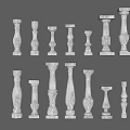 Decorative Columns With Various Ornate Designs And Different Sizes For Architectural Decor 3d model