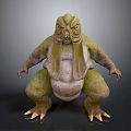 Fantasy Creature Character Design With Green Yellow Skin Muscular Limbs And Sharp Claws