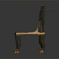 Egyptian Style Single Chair Featuring Striped Decorative Backrest And Animal Claw Legs With Orange Feet