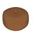 Brown Leather Round Stool with Smooth Surface and Stitched Design for Modern Interior Spaces