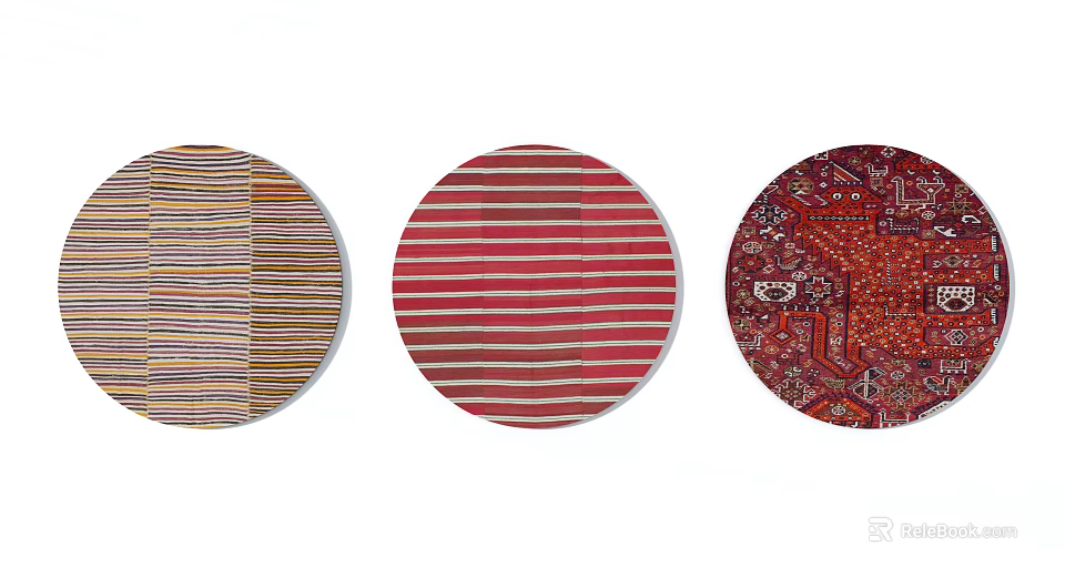 Round Rugs with Multiple Striped and Traditional Patterns for Modern Home Decor 3d model 