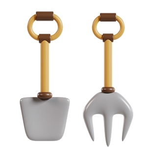 Shovel Fork Agriculture Items Cartoon Shovel Cartoon Fork 3d model