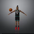 Man in Memphis Number 12 Basketball Jersey with Tattoos Holding Ball and Red Shoes