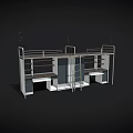 Practical Metal Frame Bunk Bed with Ladder Integrated Desk and Storage Cabinets 3d model