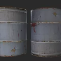 Rusted Metal Barrels As Public Facility For Waste Storage And Disposal