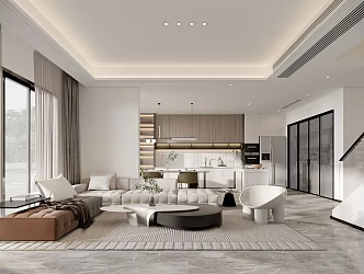 modern guest dining room villa living room 3d model