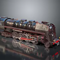 Vintage Steam Locomotive With Black Metal Body Red Stripes Detailed Wheels And Pipes
