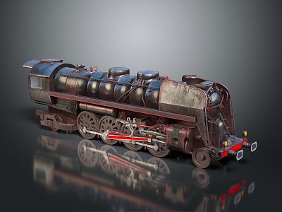 modern train vintage train steam train carriage locomotive head steam carriage 3d model