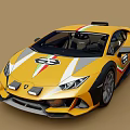 Sporty Yellow Sports Car With 63 Logo And Racing Stripes