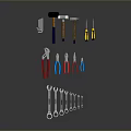 pipe pliers screwdriver hammer wrench vise wrench tool hardware tool 3d model