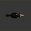 Cartoon Style Toucan with Black Body White Neck and Orange Beak