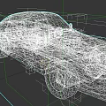 Vintage Sports Car In Low Poly Style With Blue And White Classic Design