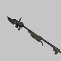 Advanced Mechanical Weapon With Silver Blade Golden Metal Parts And Tactical Design