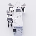 Modern Bar Counter Design With Marble Top And Comfortable Bar Stools 3d model
