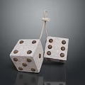Dice Shaped Daily Life Items Connected by Rope With Holes on Surface Concrete Like Material