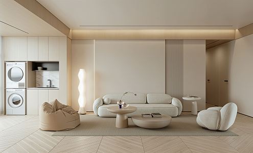 modern living room cream living room 3d model