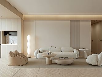 modern living room cream living room 3d model