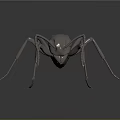 3D Metallic Ant Sculpture With Shiny Surface And Detailed Legs On Dark Background