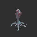 Fantasy Plant Drawing with Purple Bulbous Parts and Blue Root Like Branches