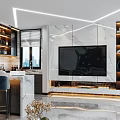 Modern Open Bar Area Interior Design With Bar Stools Wine Racks And Ambient Lighting 3d model