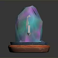 Colorful Polished Stone Decor with Handcrafted Wooden Base and Glossy Surface
