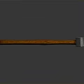 Vintage Hammer Weapon with Wooden Handle and Metal Head Featuring Cross Symbol