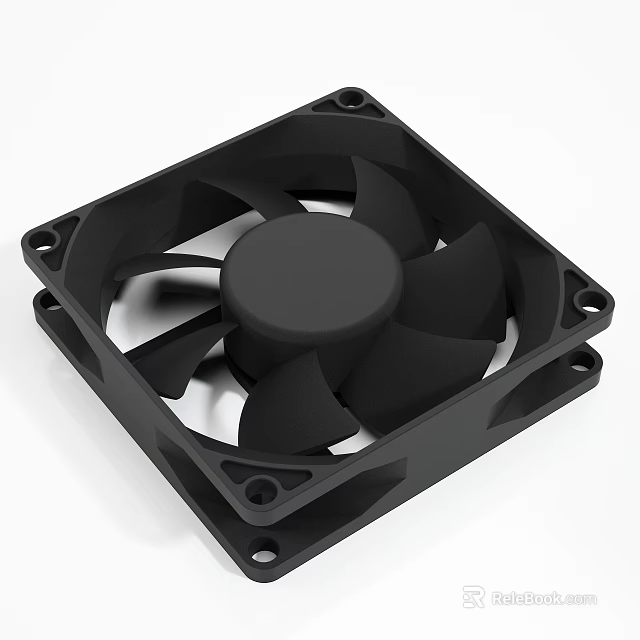 High Performance Industrial Equipment Cooling Fan With Black Square Frame And Metal Blades 3d model 