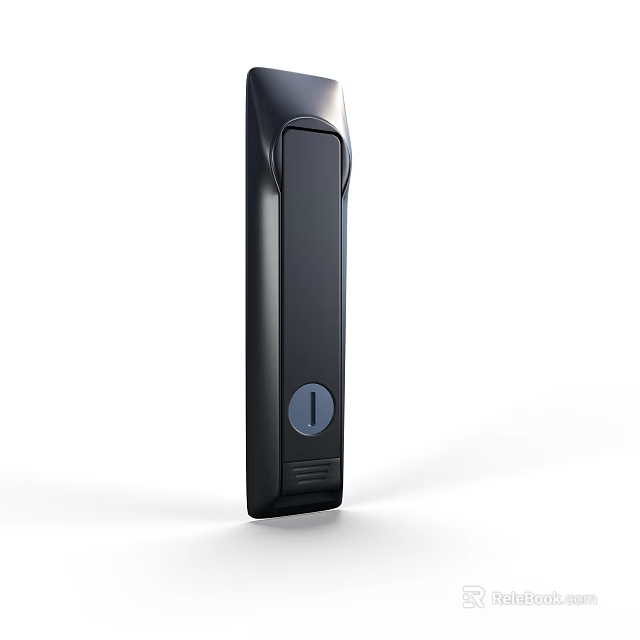 Modern Black Furniture Handle With Button Design And Smooth Surface 3d model 