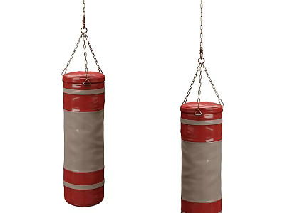 Hanging Punching Bags For Sports Training Red And Beige With Chains 3d model