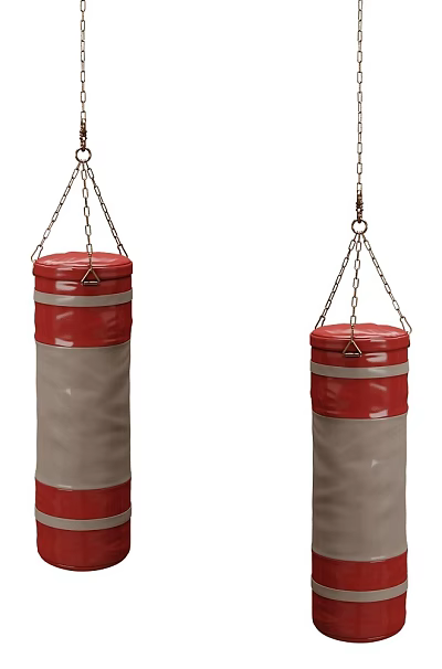 Hanging Punching Bags For Sports Training Red And Beige With Chains 3d model