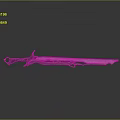 Fantasy Style Sword with Metallic Blade Ornate Golden Accents and Intricate Hilt Design