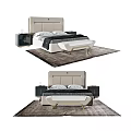 Modern Double Bed Interior Design With Nightstands Bench And Area Rug 3d model