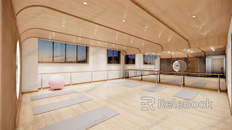 Modern Yoga Room School Space model