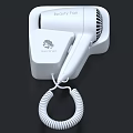 Sleek White Wall Mounted Hand Dryer With Coiled Cord And Modern Design
